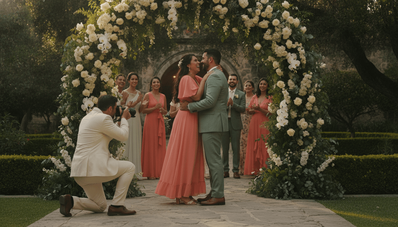 Fotógrafo capturando a una pareja en su boda